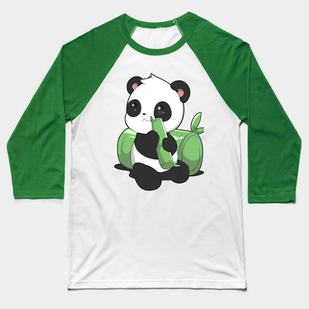 Cute chibi panda Baseball T-Shirt by sabhu07